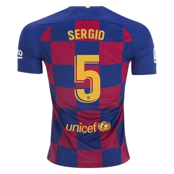 Camiseta Barcelona NO.5 Sergio 1ª Kit 2019 2020 Azul Rojo